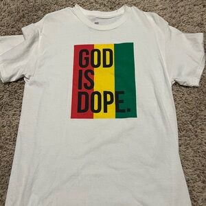 God Is Dope Women's Short Sleeve Tee - White with Red, Yellow, Green
